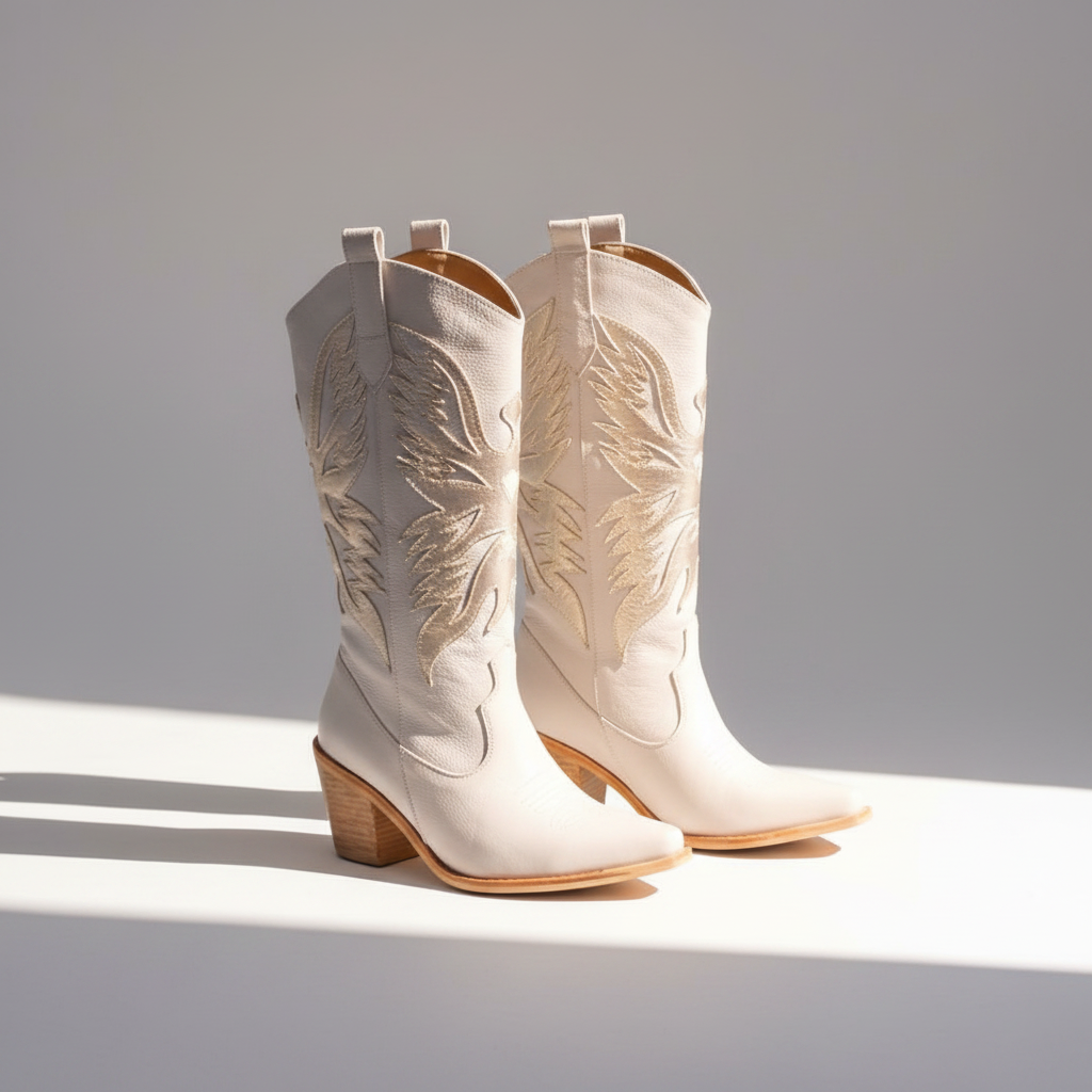 Botas de cuero Llacolén Blanca - Francisca Espinoza Handmade Leather
