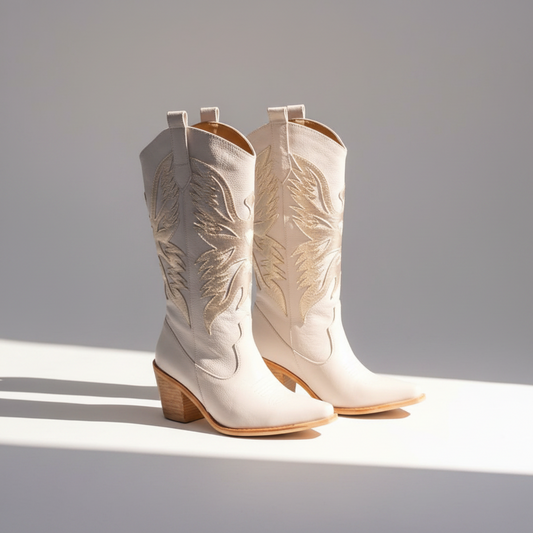 Botas de cuero Llacolén Blanca - Francisca Espinoza Handmade Leather